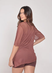 Blusa de Tule Nina Marrom