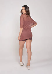 Blusa de Tule Nina Marrom