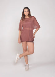 Blusa de Tule Nina Marrom