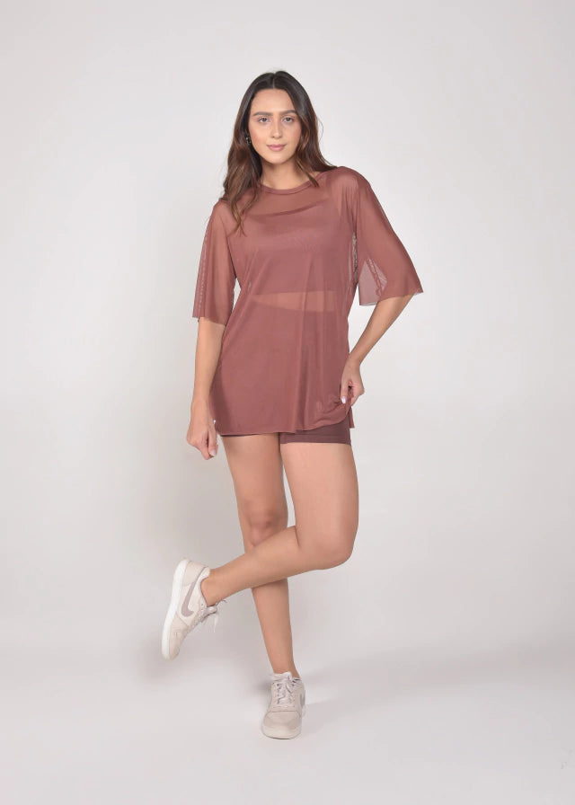 Blusa de Tule Nina Marrom