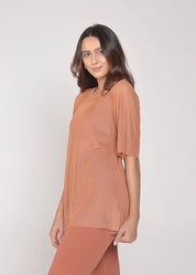 Blusa de Tule Nina Conhaque