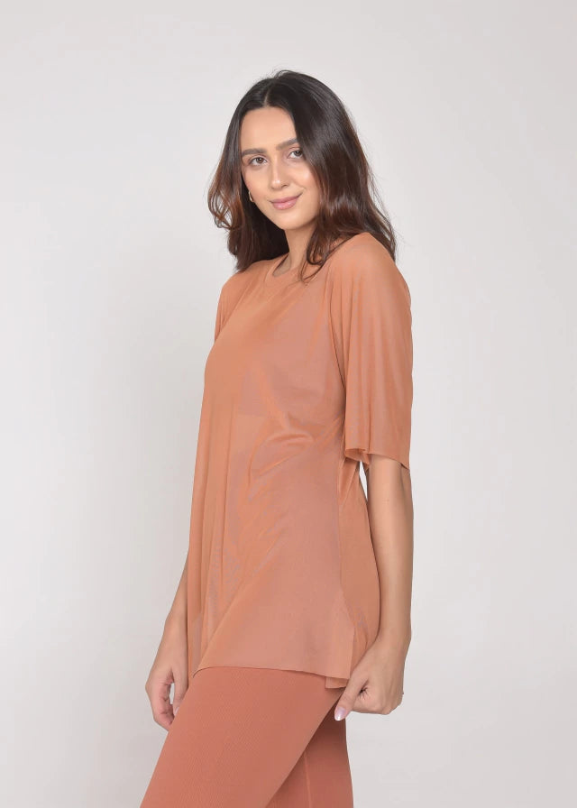 Blusa de Tule Nina Conhaque