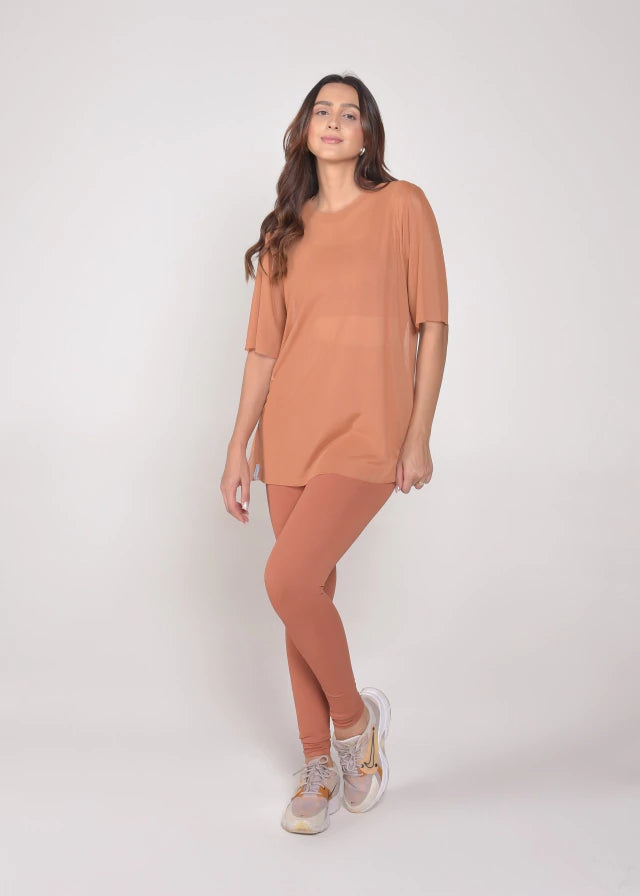 Blusa de Tule Nina Conhaque