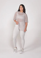 Blusa de Tule Nina Cinza