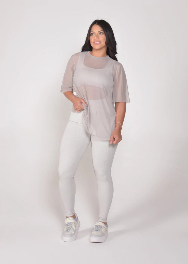 Blusa de Tule Nina Cinza