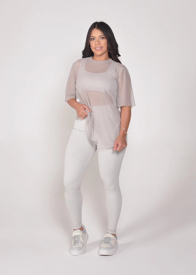 Blusa de Tule Nina Cinza