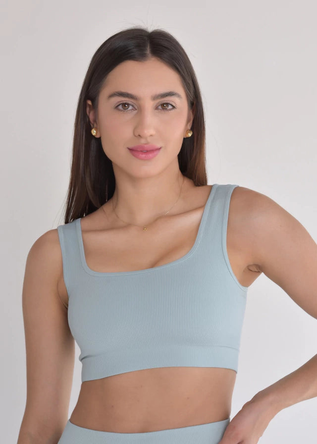 Top Seamless Sem Costura Azul Candy