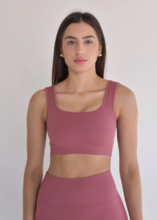 Top Seamless Sem Costura Rosa Seco