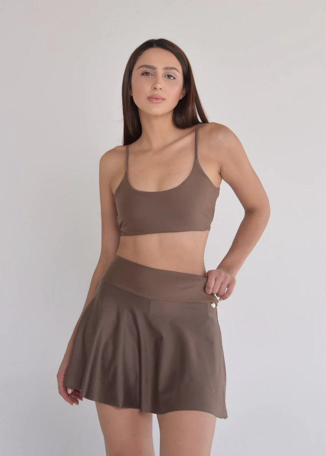 Short-Saia Match Castanho